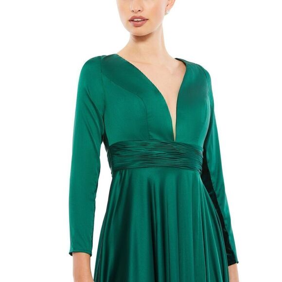 Mac Duggal LONG SLEEVE RUCHED WAIST A-LINE GOWN New - Picture 4 of 10